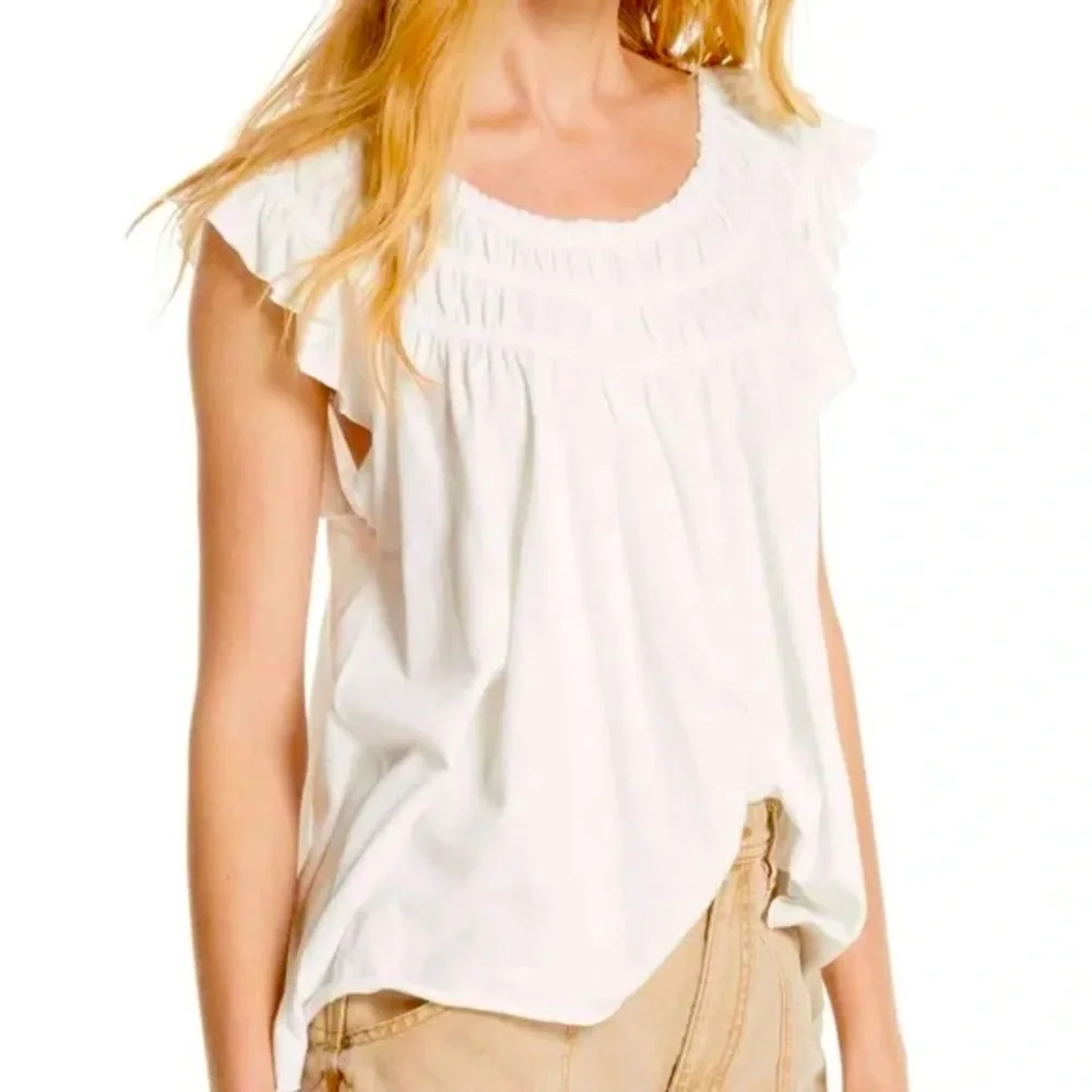 Free people white coconut size small oversized short sleeve shirt - Picture 1 of 10